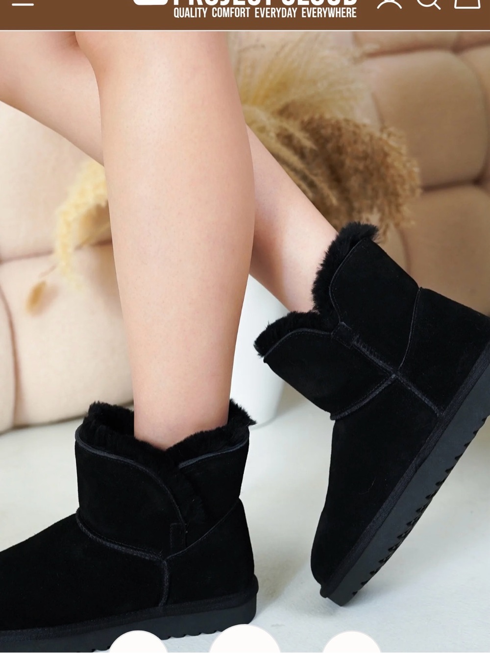 Classic Short Faux Fur Lined Winter Boots - Black Project Cloud NEW sz 8.5w
